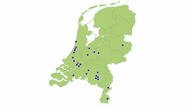 Kaart van Nederland met de gemeenten die Gem nu gebruiken